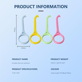 NAYSAYE Aligner Removal Tool, Portable Remover Tool Kit, Oral Care Braces Accessory for Retainer Cleaning, 20 PCS, Green, Blue, Light Pink, Yellow