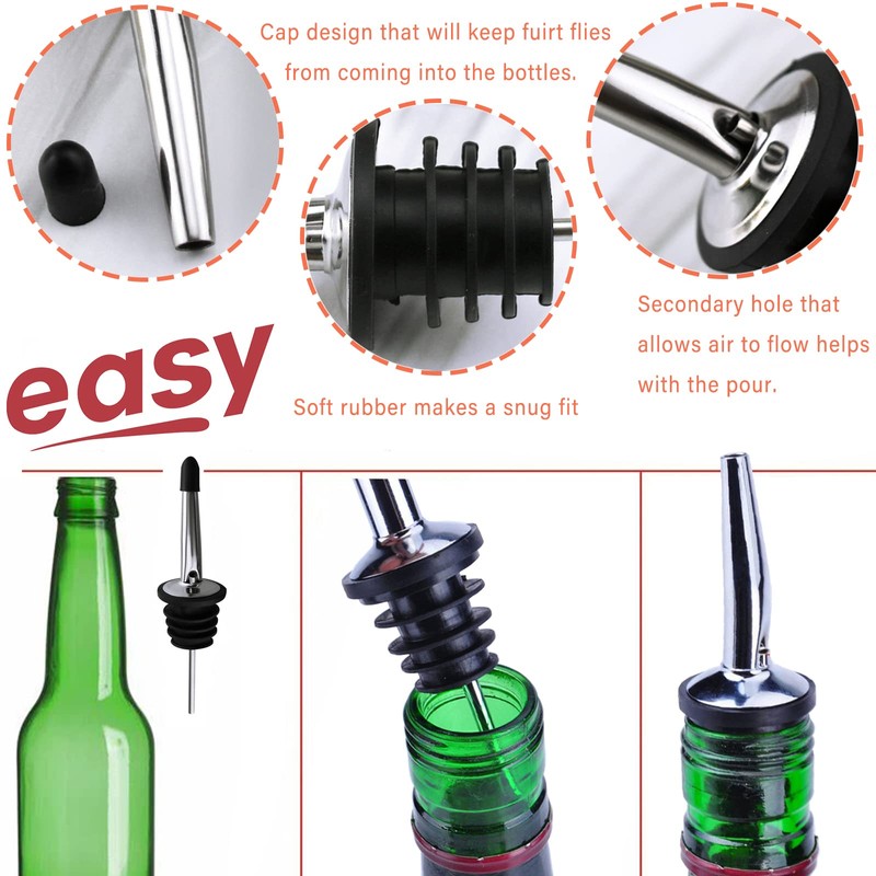 LanMa Olive Oil Spout Pourer, 2PCS Stainless Steel Liquor Bottle