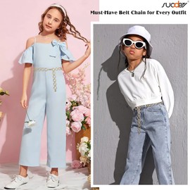 SUOSDEY Kids Metal Waist Chain Belt, Shiny Adjustable Chain Waist Belt for Girls Dress, Skirts, Jumpsuit, 31.5 Inches Long,gold belt