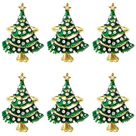 Juego de servilleteros navideños de 6 piezas - Servilleteros de metal con forma de árbol de Navidad para decoración de mesa, boda, Acción de Gracias, fiesta, decoración de mesa de comedor