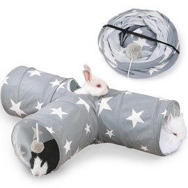 JanYoo Bunny Tunnel Rabbit Guinea Pig Toys Tunnels 3 Way Hideout Play Tunnel Tube for Small Pets Guinea Pigs Rat