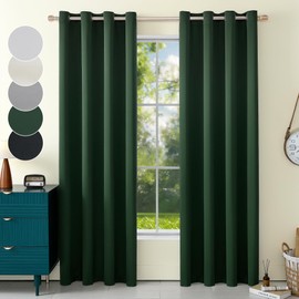 Hynathi 2 Panels Set Blackout Curtains Drapes, Room Darkening Insulated Thermal Window Panels for Bedroom, Living Room, Elegant Decorative Thicken Window Treatments, 52 X 108 in (W X L), Dark Green