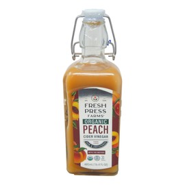 Fresh Press Farms Organic Peach Cider Vinegar Raw & Unfiltered The Mother, 16.4
