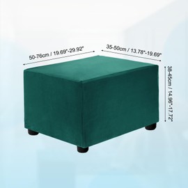 sourcing map Stretch Ottoman Cover Rectangular Square Ottoman Slipcover with Elastic for Foot Stool Living Room Bedroom Fit Length 50-76cm / 19.69"-29.92", S-Large, Dark Green