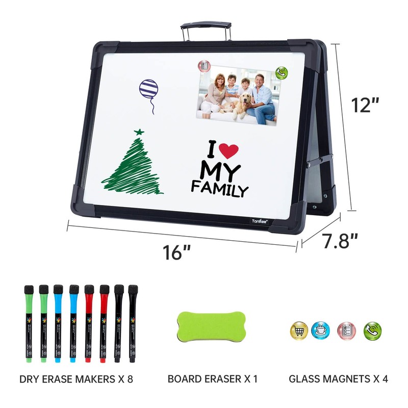 Small Dry Erase White Board – TANKEE Magnetic Desktop Foldable