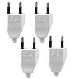 Flat Euro Plug, 2 Pieces Power Plug, Euro Flat Plug, 220 V Euro Plug, Plug, Flat Power Plug (220 V, 2.5 A), Euro Plug Flat (White)