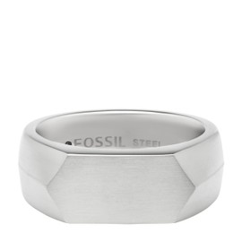 Fossil Men's Stainless Steel Silver-Tone Hexagonal Dome Ring, Color: Silver (Model: JF04560040)