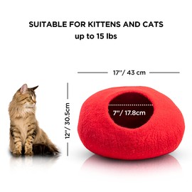 Woolygon Premium Wool Cat Cave Bed - Felt Cat Cave Handmade from 100% Merino Wool, Eco-Friendly Felt Cat Bed for Indoor Cats and Kittens