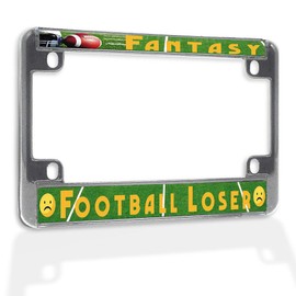 Metal Insert Bike License Plate Frame Fantasy Football Loser B Weatherproof Motorcycle Accessories Chrome 4 Holes Solid Insert