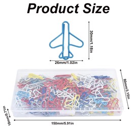 Pack of 100 Airplane Paper Clips, Colourful Cute Paper Clips in 6 Colours, Airplane Shaped Bookmark Clips for Home, Office, School