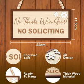 No Soliciting Sign For House/Office-Wood Small No Soliciting Sign For Front Door Please Do Not Knock Or Ring Doorbell Signs - 8.7 × 4.5inch