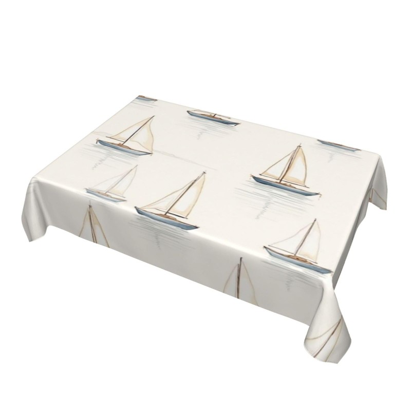Kuderiy Sailboat Sailing Coastal Nautical Rectangle Tablecloth 54x72 Inch
