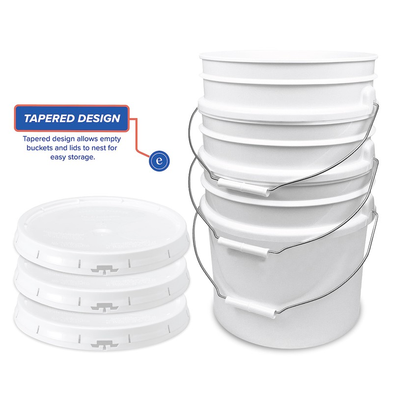 ePackageSupply, 3.5-Gallon White Plastic Bucket with Lid - Durable 90