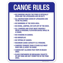 Canoe Rules Sign, (SI-63848) 24x30 Inches, Rust Free .063 Aluminum, Fade Resistant, Made in USA