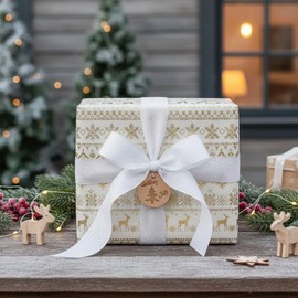 CT CRAFT LLC Glitter Wired Ribbon 1.5" x 20 Yards White for Christmas Home Decor Bow Gift Wrapping DIY Crafts Wreath