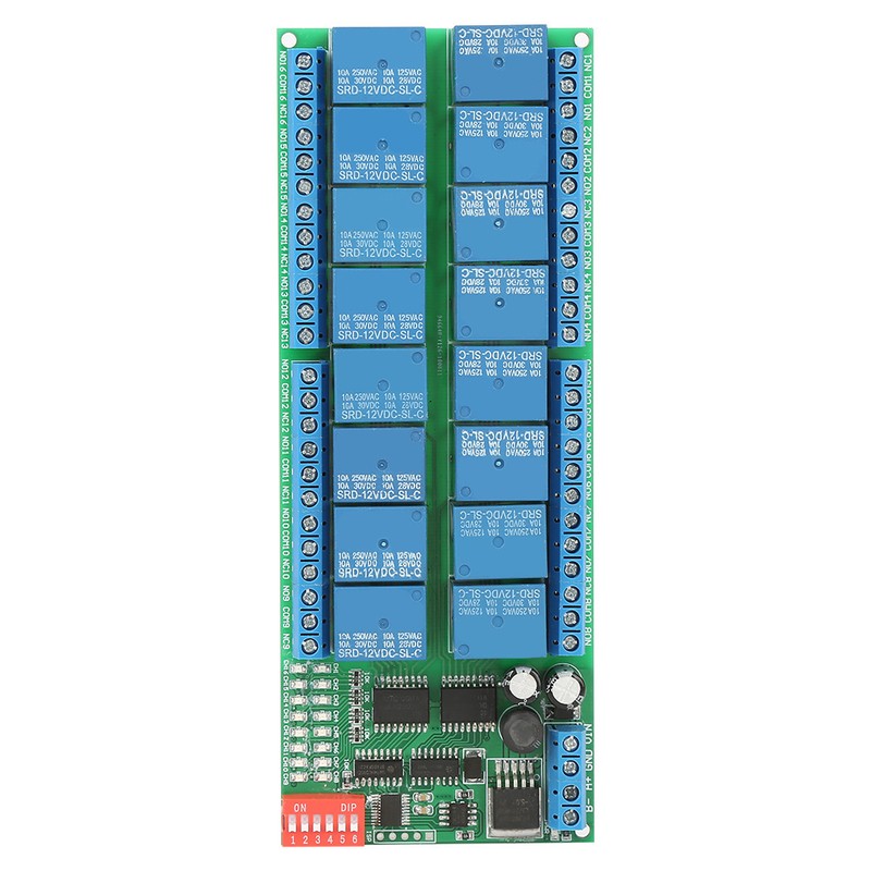 DC 12V 16 Channel MODBUS RTU RS485 Relay Module Board