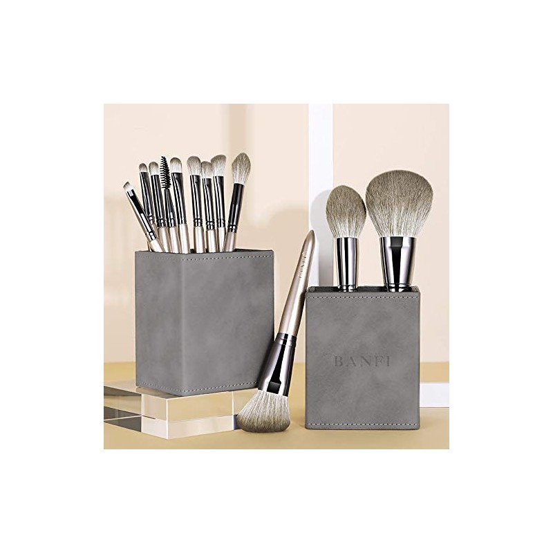 BANFI Makeup Brush Set with Square Stand Case, 12 Pieces,