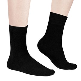 YUEDGE Mens Black Wool Socks Cozy Crew Thermal Socks For Men Size 6-9, Thick Winter Warm Socks, 3 Pairs