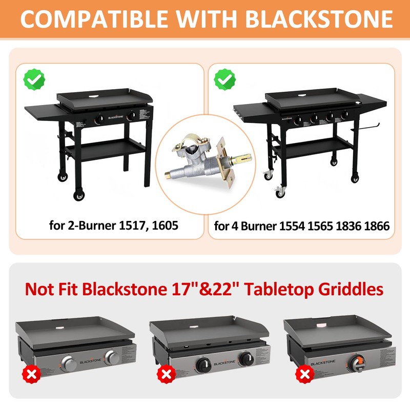 Gas Grill Griddle Valve Replacement for Blackstone 4 Burner 36