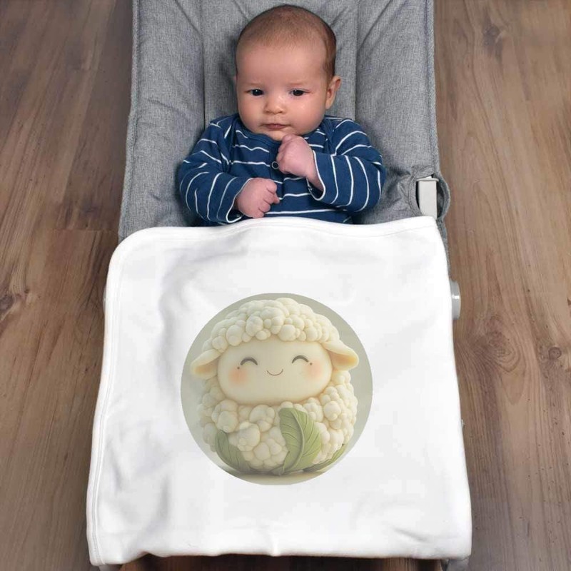 Azeeda 'Cute Cauliflower Sheep' Cotton Baby Blanket/Shawl (BY00040141)