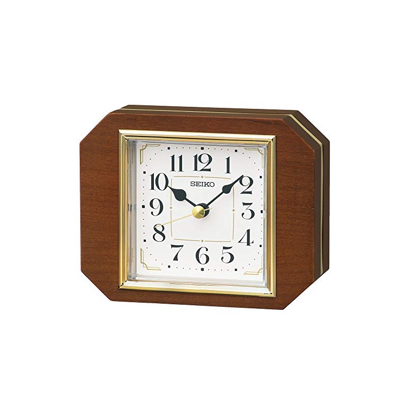 Seiko BZ364B Table Clock, Tea Wood, 4.3 x 5.4 x