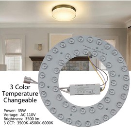 OLYMSTAR 35W 3 CCT LED Light Kit Replacement, LED Panel for Ceiling Flush Mount Ceiling Fan Lights,Retrofit LED Engine Upgrade PCB Board 3500K-4500K-6000K