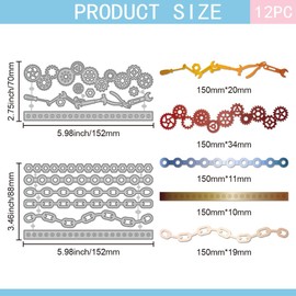 GLOBLELAND Tool Border Cutting Dies for DIY Scrapbooking Metal Gear Lace Frame Cut Dies Chain Die Cuts for Card Making Embossing Photo Album Craft Decor