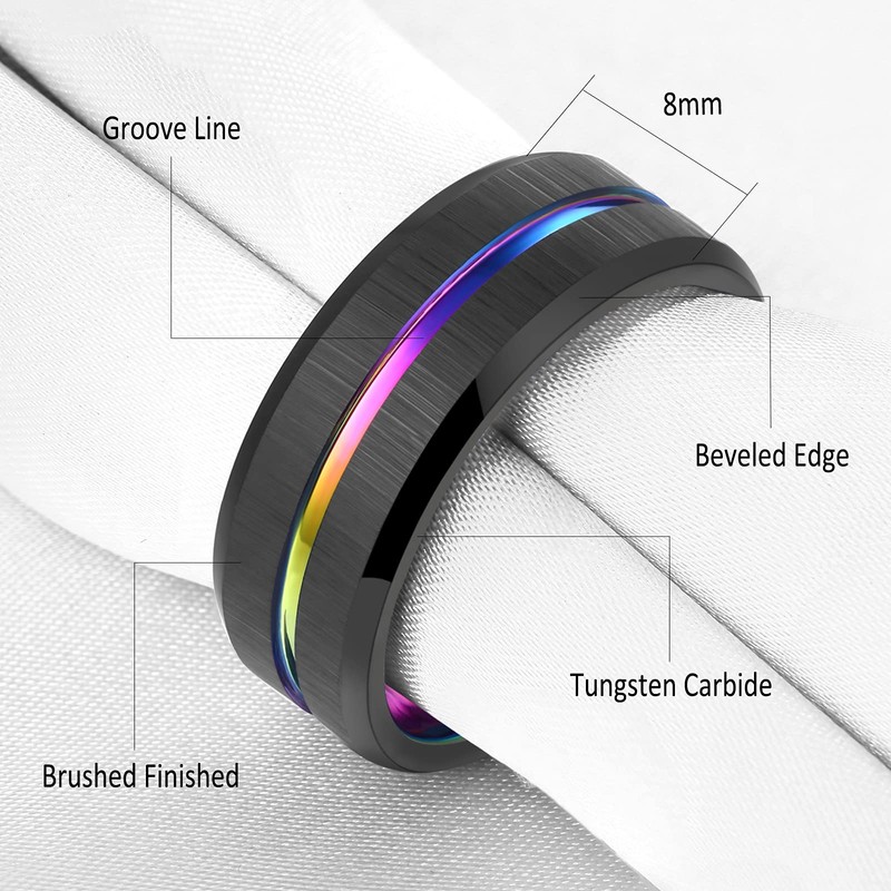 SHELOVES Black Plated Couples Women Purple Wedding Rings Sets His