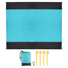 PATIKIL Beach Blanket, 79"x83" Waterproof Sand Proof Beach Mat for 4-7 Adults Oversized Portable Picnic Mat for Picnic Travel Camping Hiking, Lake Green-Mixed