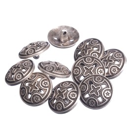 Mibo 10pcs Zinc Die Cast Metal Shank Button - Templar Cross Design - 30Line(19mm) - Antique Silver
