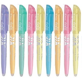 Pilot Frixion Light Pastel Set of 9 Highlighters with Frixion Eraser White Set of 9 Soft Pastel Assorted