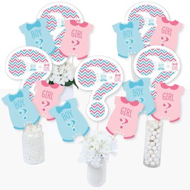 Chevron Gender Reveal - Gender Reveal Party Centerpiece Sticks - Table Toppers - Set of 15