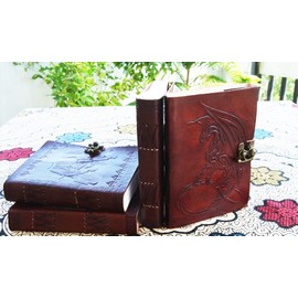 Jaald 18 cm Dragon Leather Journal Blank Grimoire Leather Diary Book of Shadow Spell Book Leather Diary Notebook Sketchbook for Artists