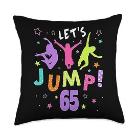 Trampoline Bounce 65th Birthday Party Outfit Outdoor Party Throw Pillow, 18x18, Multicolor