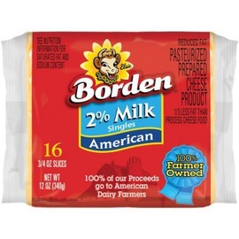 BORDEN CHEESE SLICES AMERICAN SINGLES REDUCED FAT 2% MILK 12 OZ PACK OF 3