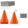 PartyTreasuresCo レースコーン パーティー&チェックフラッグパーティー用 (36個) - レースカー 誕生日パーティー用品 12トラフィックコーン 事前に穴あけ &