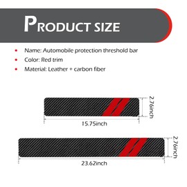 Bawkars 4 PCS Door Sill Protector, Car Door Sill Guard Decoration Strip, 15.75" x 2.76" & 23.62" x 2.76" Carbon Fiber Leather Threshold Car Door Entry Guard Stickers, Universal for Most Cars (Red)