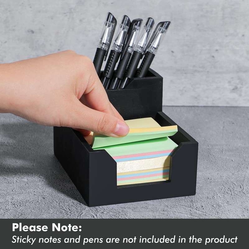 Kamehame Black Sticky Note Holder, Silicone Memo Holder with Pen