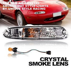 PIT66 Front Bumper Turn Signal Lights, Compatible with Mazda MX-5 Miata 1990 1991 1992 1993 1994 1995 1996 1997 W/Bulbs Clear Lens 8BN151060 8BN151070 Halogen Clear Lens