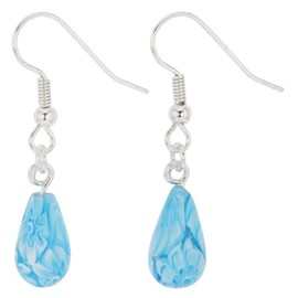 GlassOfVenice Murano Glass Mosaic Small Millefiori Drop Earrings - Aqua