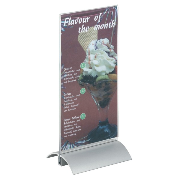Durable Presenter Dl Stylish Acrylic Table Sign with Aluminium Base
