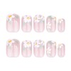Spring Press On Nails Short Square Nude Pink Flower Nails