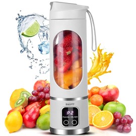 Batidora Portátil sin Cable,Mini Licuadora, Licuadora de Batidos con 12 Cuchillas, para Batidos y Smoothies,Zumos, Recargable, 450ml Diseño de doble cubierta con asa