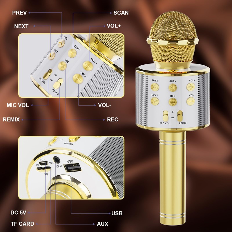 DigitConvert Karaoke Microphone, Bluetooth Microphone Karaoke Children, Home KTV Karaoke