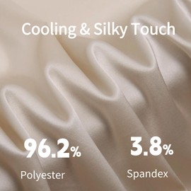 Joyaria Womens Satin Capri Pajama Sets,Silky & Lightweight Short Sleeve Button Down Sleep Set (Champagne,XXL)