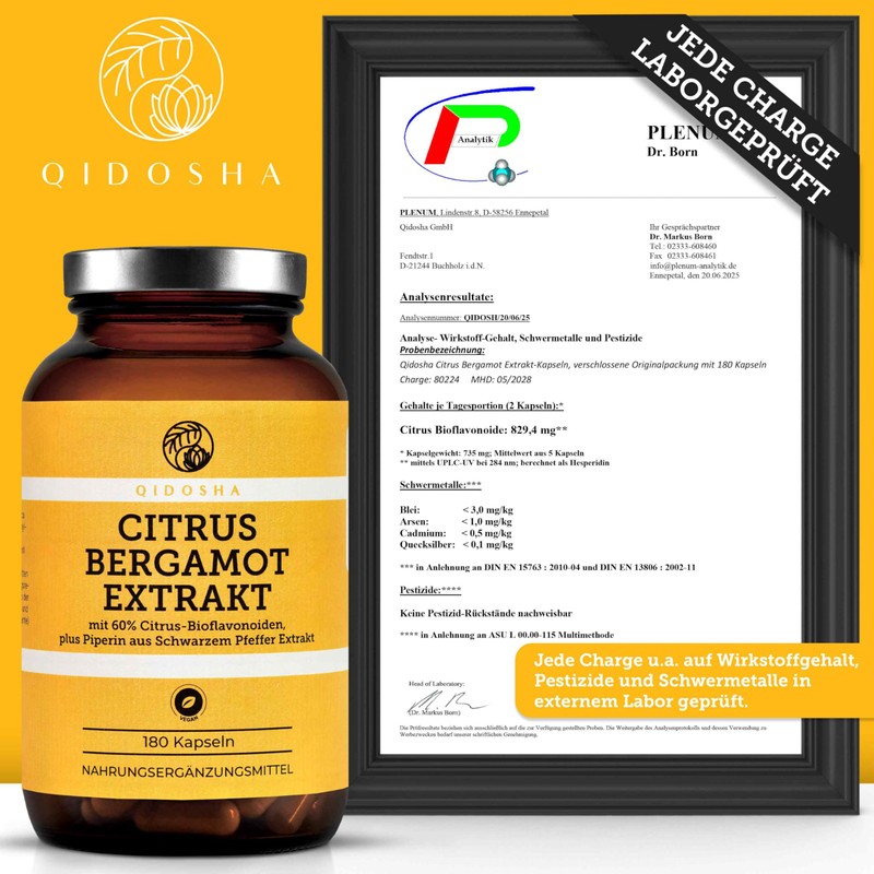 QIDOSHA Citrus Bergamot Extract Plus Piperine, 180 Capsules in Pharmacist