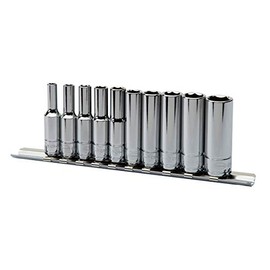 Eastwood Tool 1/4 Inch Drive Deep Sae 10 Piece Socket Set Chrome Vanadium Steel