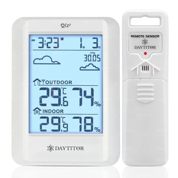 DAYTITOR Indoor Outdoor Thermometer Wireless Digital Hygrometer,High Precision Temperature Humidity