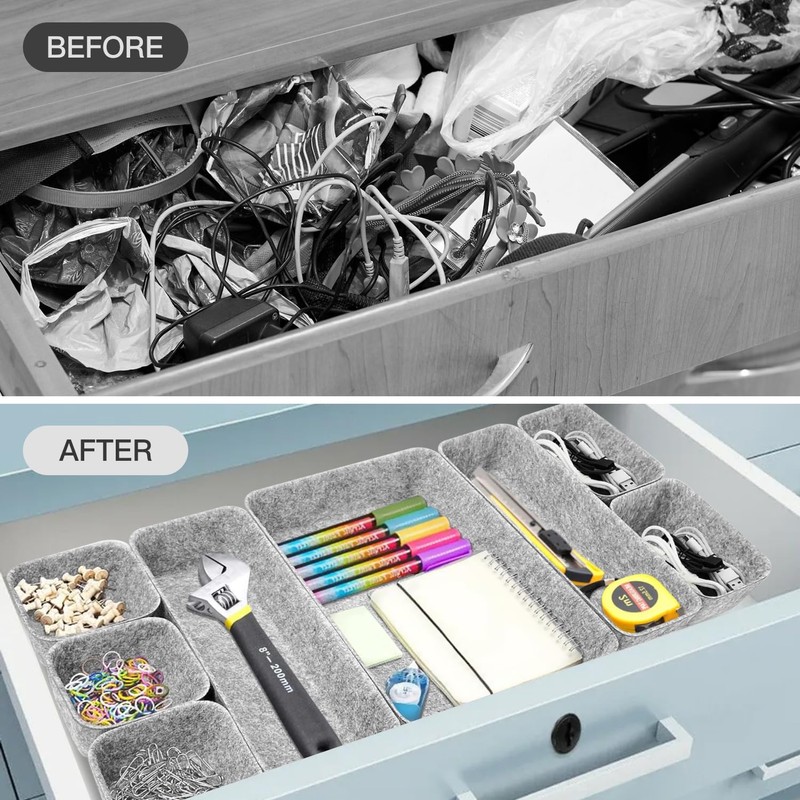 Felt drawer organiser,Drawer Organiser Set,Stackable Storage Boxes,Eco-Friendly Makeup Drawer Organiser,Felt