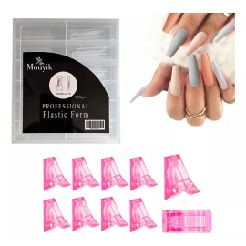 Mouyic Molde Tip Para Poly Gel Acrygel Acrylic 120 Pz + 10 Pinzas